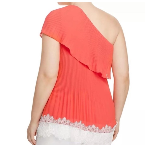 MICHAEL Michael Kors One Shoulder Chiffon Lace Blouse 10 - Picture 2 of 3